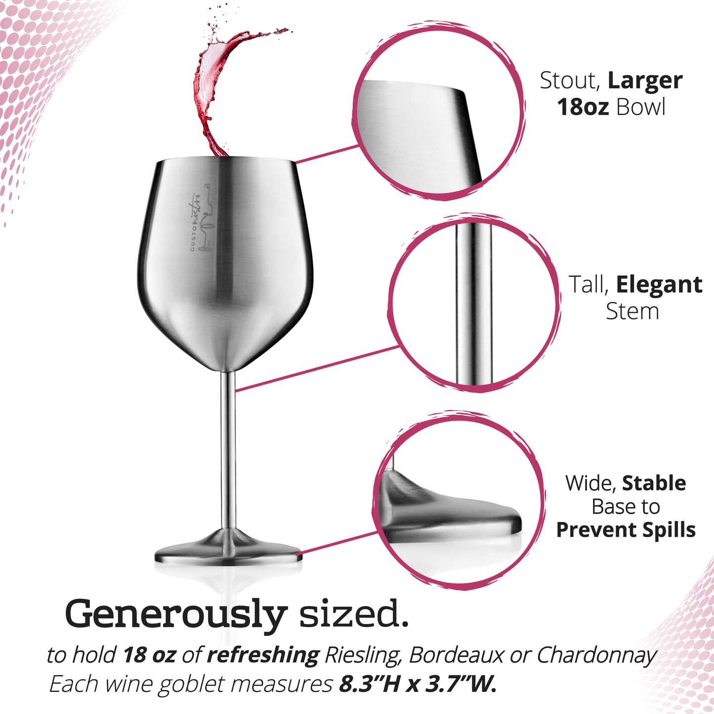 Stainless Steel Wine Glasses - Silver