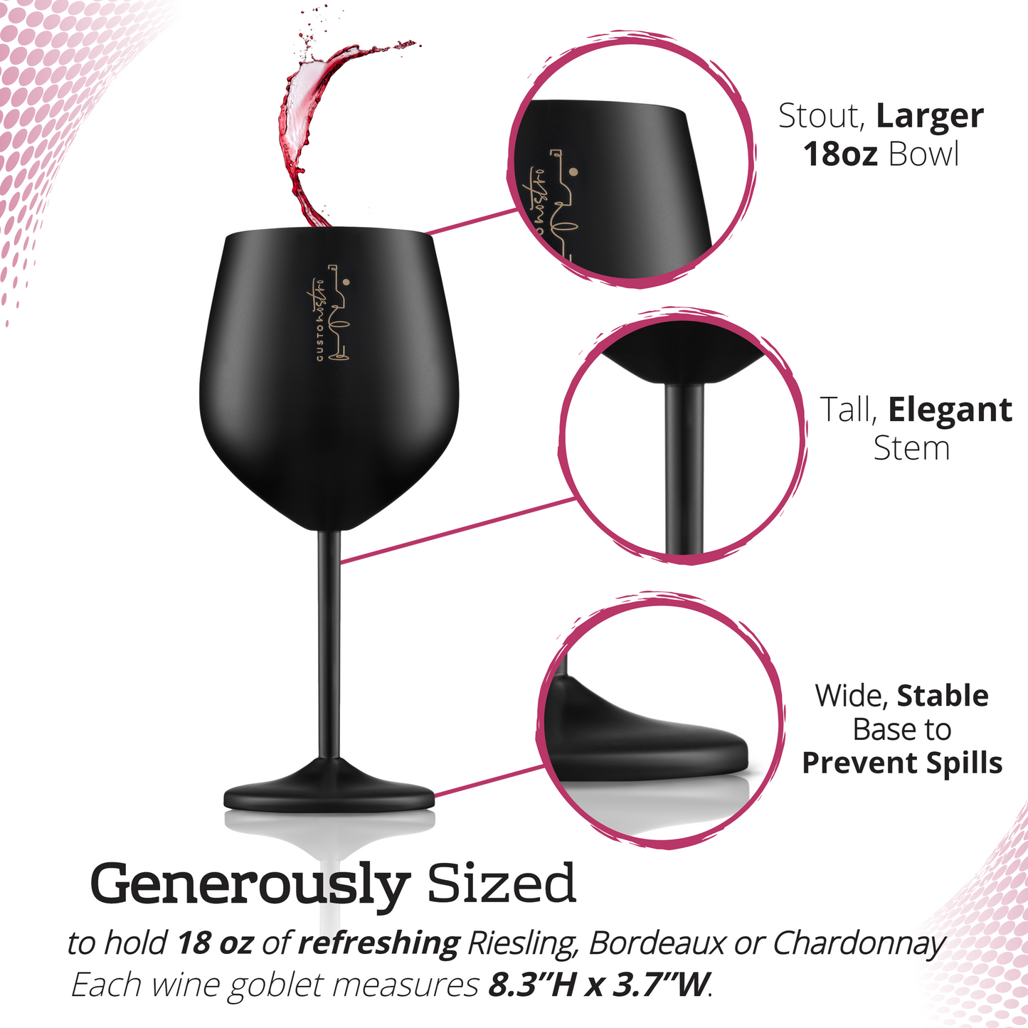 Stainless Steel Wine Glasses - Black
