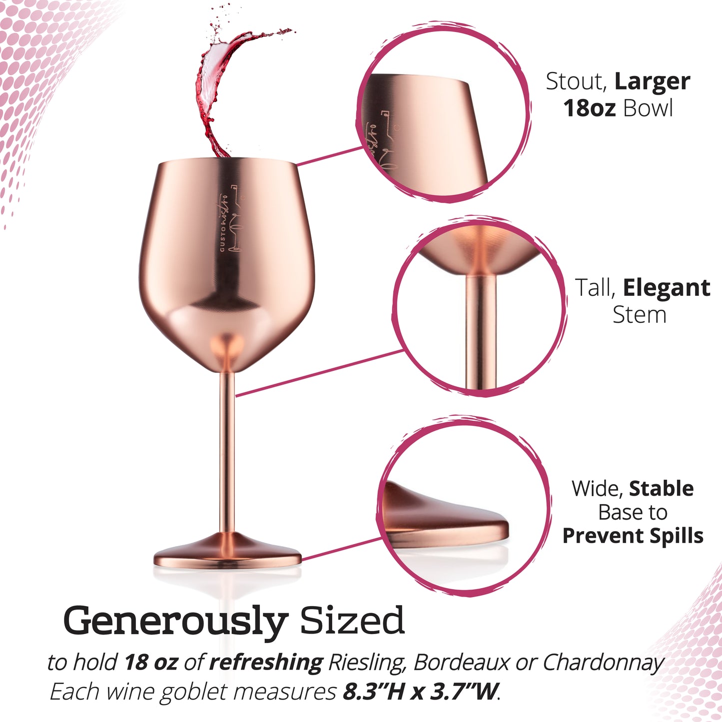 Bicchieri da vino in acciaio inossidabile - Oro rosa