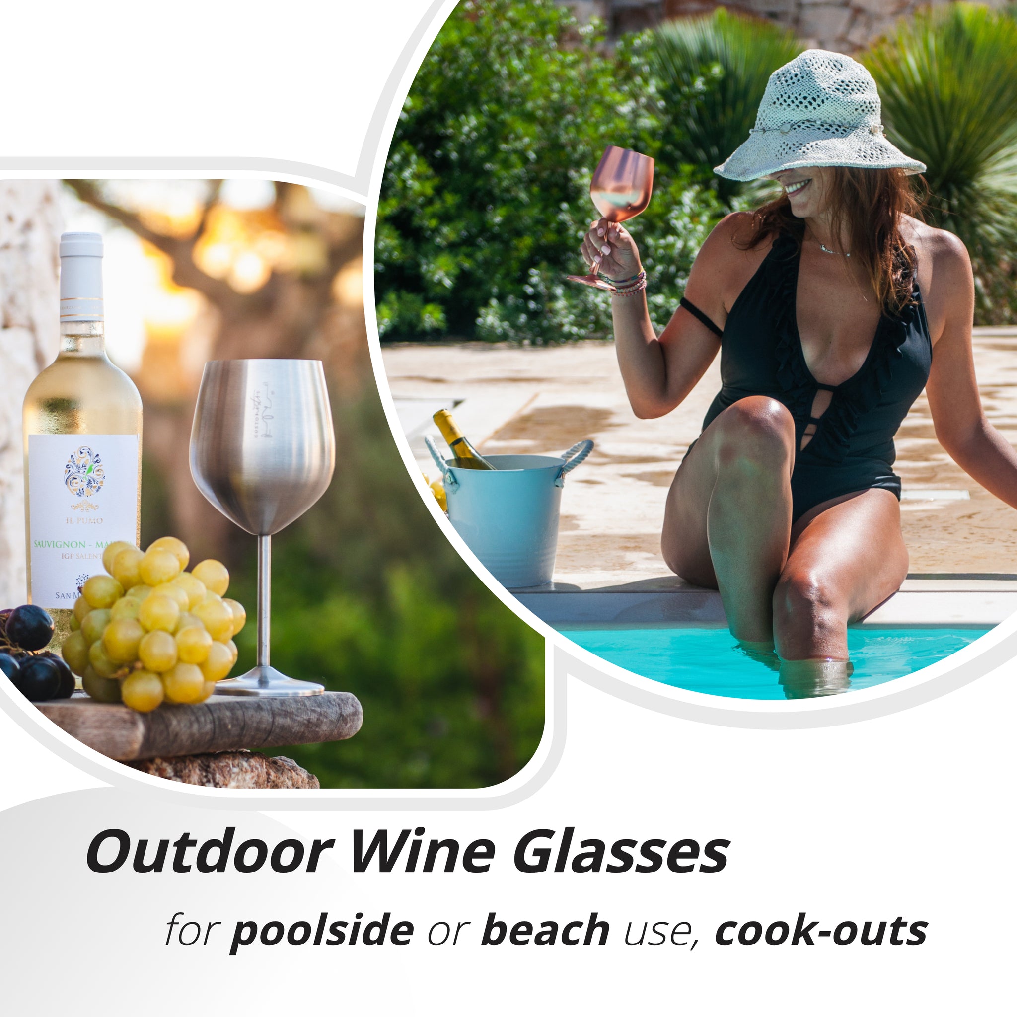 WElinks + Stainless Steel Wine Glass, Set of 2