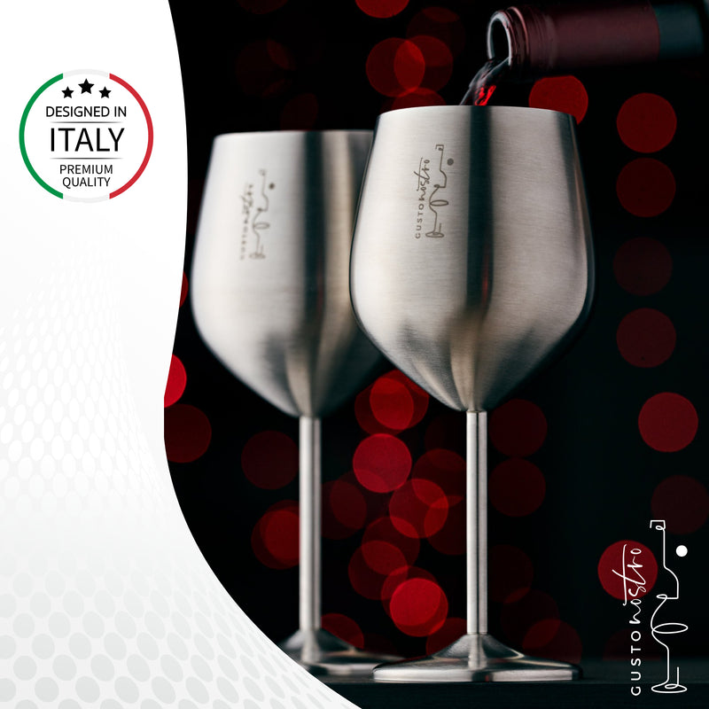 Stainless Steel Wine Glasses - Silver