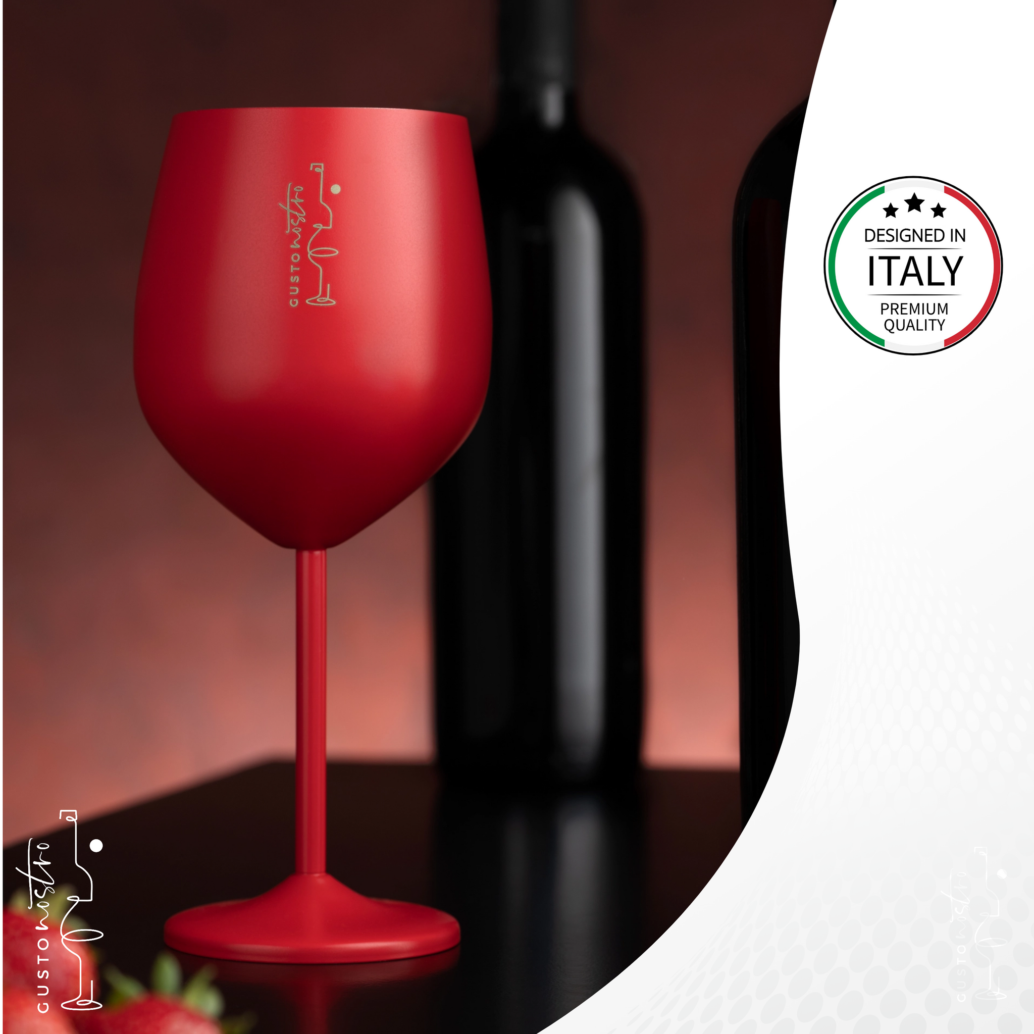 Gusto Nostro Stainless Steel Wine Glass - 18 oz - Unbreakable Rose Gol