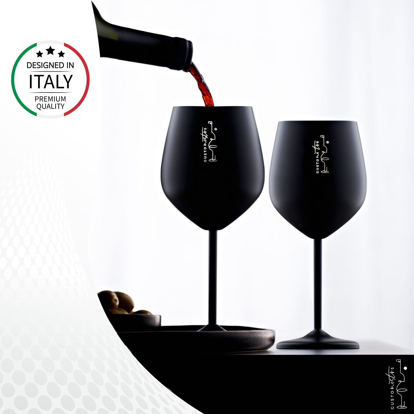 Stainless Steel Wine Glasses - Black