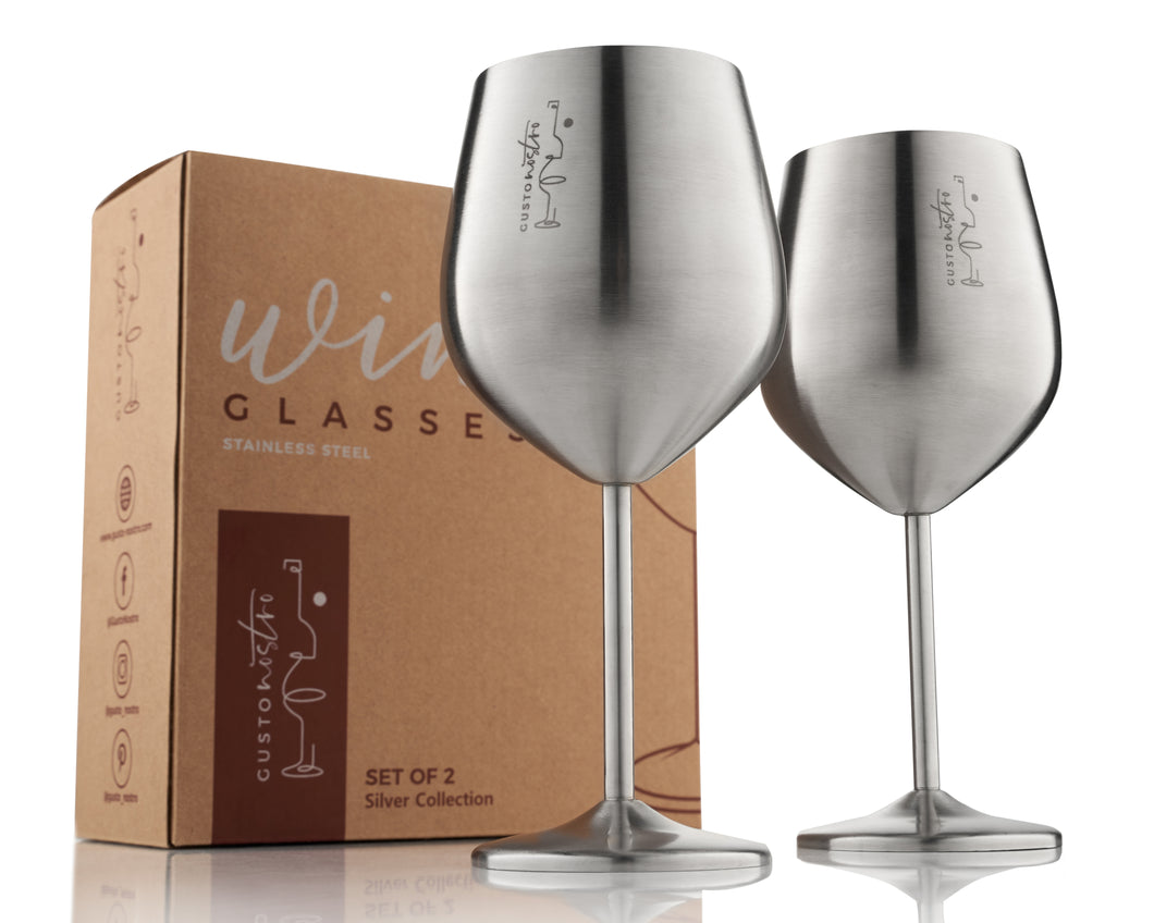 Stainless Steel Wine Glasses - Silver